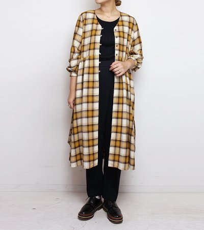 画像5: 80%OFF!レーヨンウールチェックコートドレス rayon wool check coat dress 《セール商品につき返品不可》