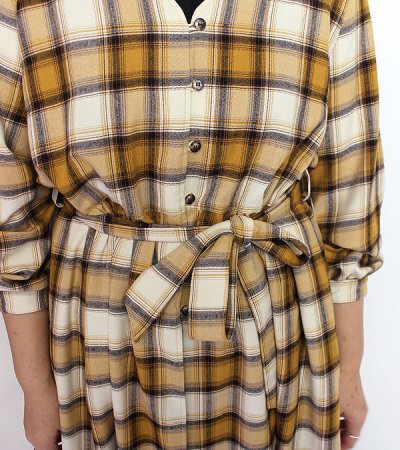 画像4: 80%OFF!レーヨンウールチェックコートドレス rayon wool check coat dress 《セール商品につき返品不可》