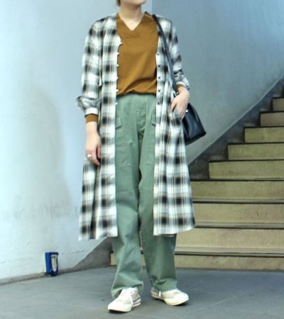 画像8: 80%OFF!レーヨンウールチェックコートドレス rayon wool check coat dress 《セール商品につき返品不可》