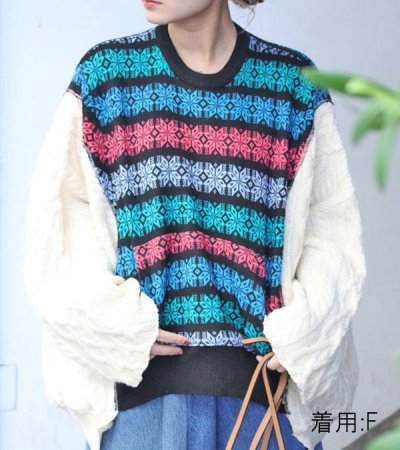 画像12: 40%OFF！アウトサイドノルディックワイドニットトップ(フロント/ノルディック)　circa make outside nordic wide knit top《セール商品につき返品不可》