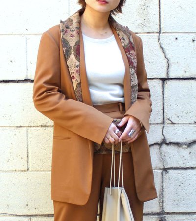 画像1: 70%OFF！ヴィンテージファブリックカラーテーラードジャケット　circa make vintage fabric collar tailored jacket《セール商品につき返品不可》