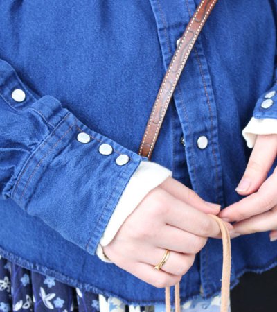 画像3: 40%OFF！ショールカラーデニムウエスタンミニワンピース/ウィズベルト　circa make shawlcollor denim western mini onepiece w/belt《セール商品につき返品不可》