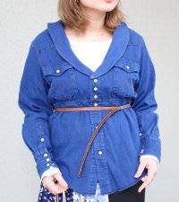 40%OFF！ショールカラーデニムウエスタンミニワンピース/ウィズベルト　circa make shawlcollor denim western mini onepiece w/belt《セール商品につき返品不可》