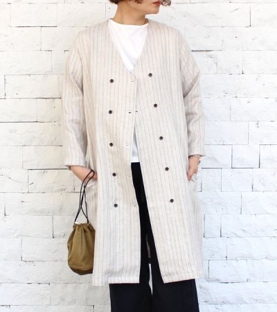 画像1: 40%OFF！ノーカラーロングシャツジャケット《セール商品につき返品不可》