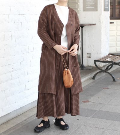 画像5: 50%OFF！リネンストライプタックロングスカート《セール商品につき返品不可》