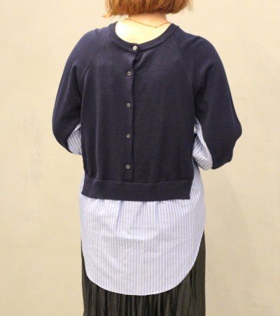 画像11: 50%OFF！コットンニット×トルファンローンストライプ　ドッキング2WAYプルオーバー《セール商品につき返品不可》