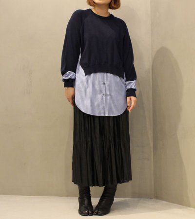 画像9: 50%OFF！コットンニット×トルファンローンストライプ　ドッキング2WAYプルオーバー《セール商品につき返品不可》