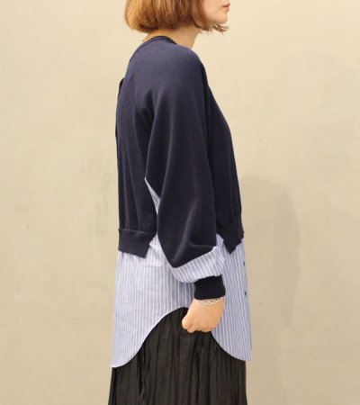 画像10: 50%OFF！コットンニット×トルファンローンストライプ　ドッキング2WAYプルオーバー《セール商品につき返品不可》