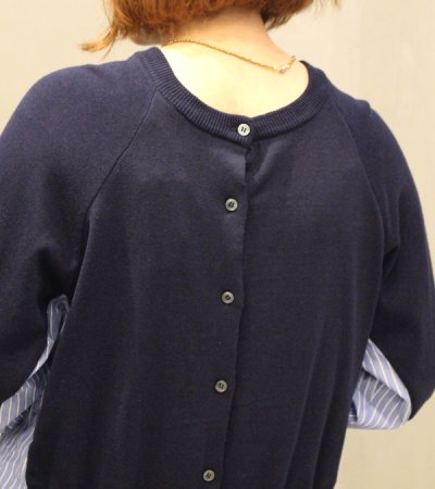 画像12: 50%OFF！コットンニット×トルファンローンストライプ　ドッキング2WAYプルオーバー《セール商品につき返品不可》