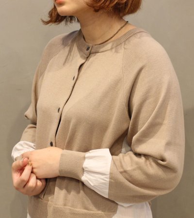 画像6: 50%OFF！コットンニット×トルファンローンストライプ　ドッキング2WAYプルオーバー《セール商品につき返品不可》