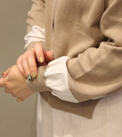 画像7: 50%OFF！コットンニット×トルファンローンストライプ　ドッキング2WAYプルオーバー《セール商品につき返品不可》