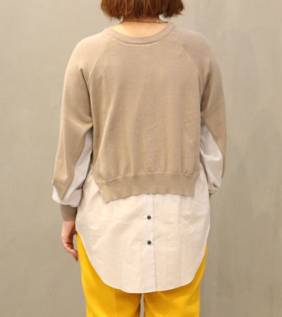 画像4: 50%OFF！コットンニット×トルファンローンストライプ　ドッキング2WAYプルオーバー《セール商品につき返品不可》