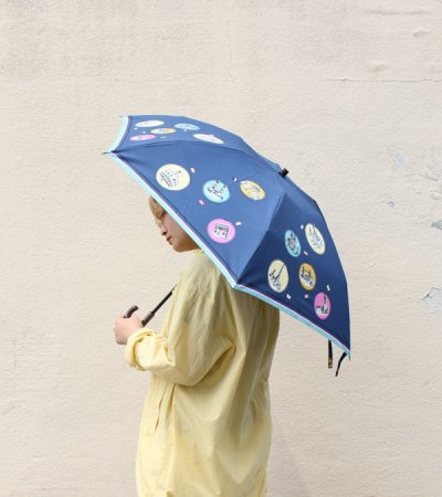 画像1: スカーフ柄晴雨兼用折り畳み傘(ウッドハンドル)