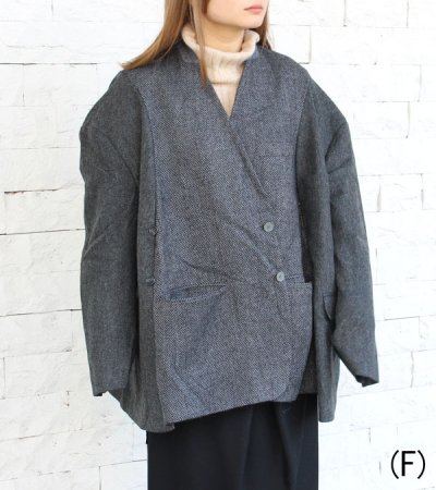 画像2: 30%OFF！ノーカラーワイドジャケット　circa make no collar wide jacket（グレー）《セール商品につき返品不可》