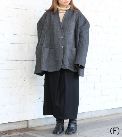 画像3: 30%OFF!ノーカラーワイドジャケット circa make no collar wide jacket(グレー)《セール商品につき返品不可》