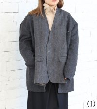 30%OFF！ノーカラーワイドジャケット　circa make no collar wide jacket（グレー）《セール商品につき返品不可》