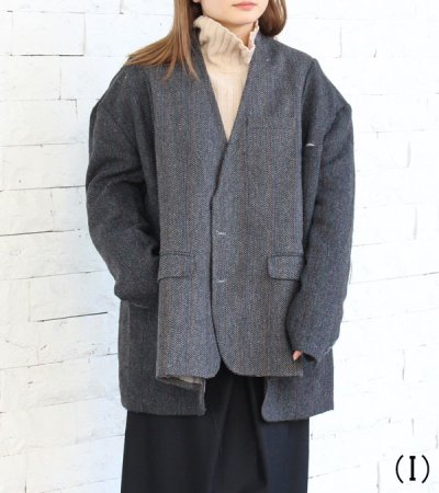 画像25: 30%OFF!ノーカラーワイドジャケット circa make no collar wide jacket(グレー)《セール商品につき返品不可》