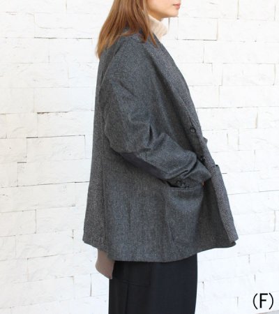 画像4: 30%OFF!ノーカラーワイドジャケット circa make no collar wide jacket(グレー)《セール商品につき返品不可》