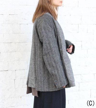 画像17: 30%OFF!ノーカラーワイドジャケット circa make no collar wide jacket(グレー)《セール商品につき返品不可》