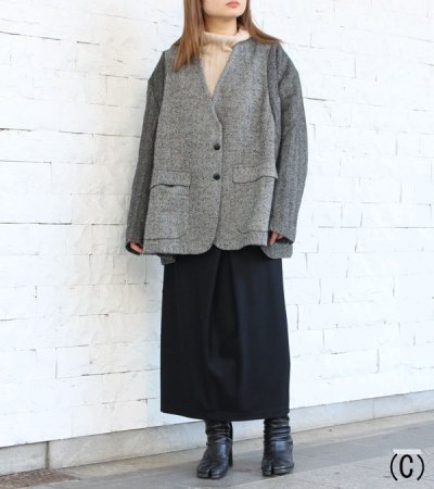 画像16: 30%OFF!ノーカラーワイドジャケット circa make no collar wide jacket(グレー)《セール商品につき返品不可》