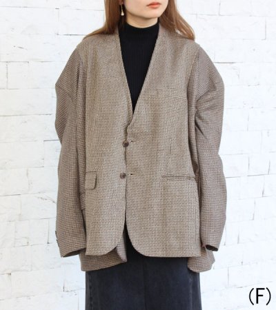 画像2: 30%OFF！ノーカラーワイドジャケット　circa make no collar wide jacket（ブラウン）《セール商品につき返品不可》