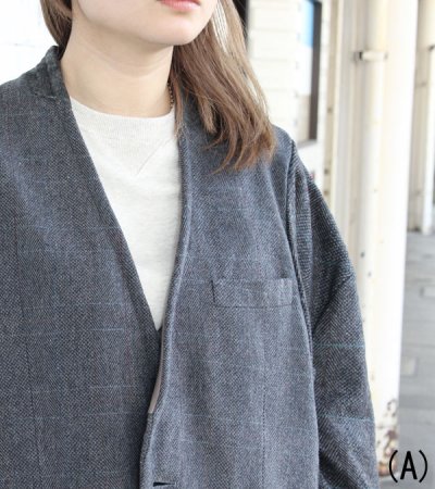 画像6: 30%OFF!ノーカラーワイドジャケット circa make no collar wide jacket(グレー)《セール商品につき返品不可》