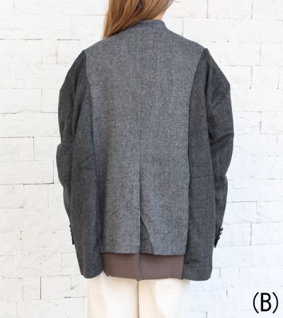 画像12: 30%OFF!ノーカラーワイドジャケット circa make no collar wide jacket(グレー)《セール商品につき返品不可》