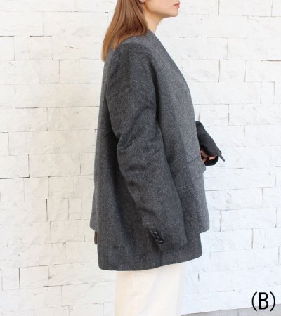 画像11: 30%OFF!ノーカラーワイドジャケット circa make no collar wide jacket(グレー)《セール商品につき返品不可》