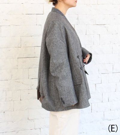 画像35: 30%OFF!ノーカラーワイドジャケット circa make no collar wide jacket(グレー)《セール商品につき返品不可》