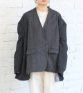 30%OFF！ノーカラーワイドジャケット　circa make no collar wide jacket（グレー）《セール商品につき返品不可》