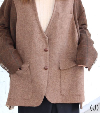 画像34: 30%OFF！ノーカラーワイドジャケット　circa make no collar wide jacket（ブラウン）《セール商品につき返品不可》