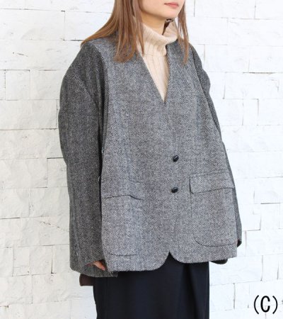 画像15: 30%OFF!ノーカラーワイドジャケット circa make no collar wide jacket(グレー)《セール商品につき返品不可》