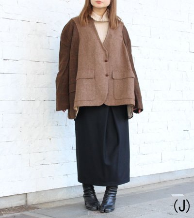 画像30: 30%OFF！ノーカラーワイドジャケット　circa make no collar wide jacket（ブラウン）《セール商品につき返品不可》