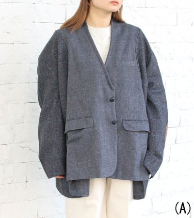 画像2: 30%OFF！ノーカラーワイドジャケット　circa make no collar wide jacket（グレー）《セール商品につき返品不可》