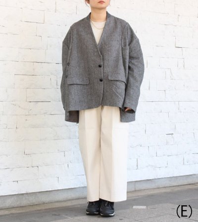 画像33: 30%OFF!ノーカラーワイドジャケット circa make no collar wide jacket(グレー)《セール商品につき返品不可》