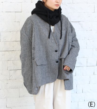 画像32: 30%OFF!ノーカラーワイドジャケット circa make no collar wide jacket(グレー)《セール商品につき返品不可》