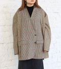 30%OFF！ノーカラーワイドジャケット　circa make no collar wide jacket（ブラウン）《セール商品につき返品不可》