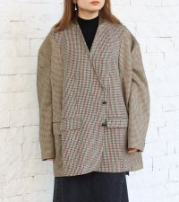 30%OFF！ノーカラーワイドジャケット　circa make no collar wide jacket（ブラウン）《セール商品につき返品不可》