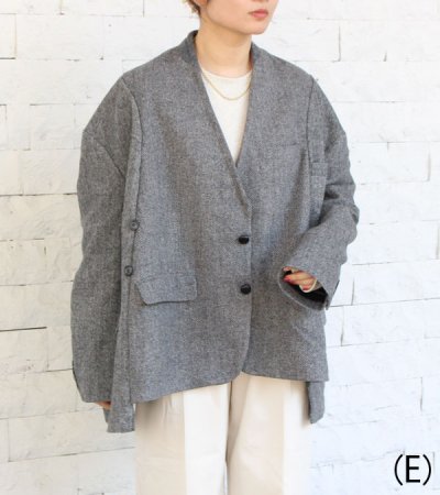 画像31: 30%OFF!ノーカラーワイドジャケット circa make no collar wide jacket(グレー)《セール商品につき返品不可》