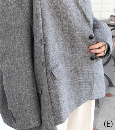 画像38: 30%OFF!ノーカラーワイドジャケット circa make no collar wide jacket(グレー)《セール商品につき返品不可》