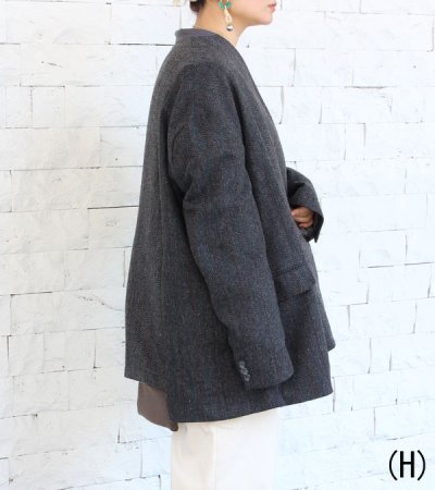 画像18: 30%OFF!ノーカラーワイドジャケット circa make no collar wide jacket(グレー)《セール商品につき返品不可》