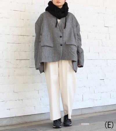 画像34: 30%OFF!ノーカラーワイドジャケット circa make no collar wide jacket(グレー)《セール商品につき返品不可》