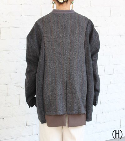 画像19: 30%OFF!ノーカラーワイドジャケット circa make no collar wide jacket(グレー)《セール商品につき返品不可》