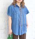 30%OFF！レースアップデニムウエスタンシャツ　circa make lace up denim western shirt《セール商品につき返品不可》