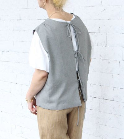 画像1: 30%OFF！バックレースアップジレ(グレー・ネイビー・ブラックグループ)　circa make back lace up gilet《セール商品につき返品不可》