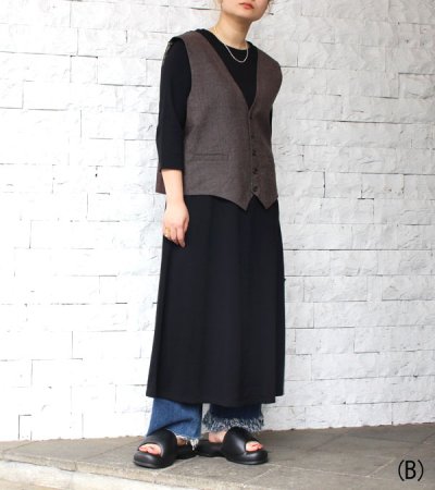 画像2: 30%OFF！バックレースアップジレ(ブラウングループ)　circa make back lace up gilet《セール商品につき返品不可》