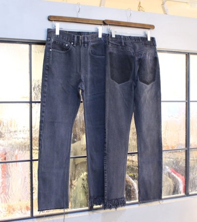 画像1: フリンジスリムデニムパンツ(ブラック)　fringe slim denim pants