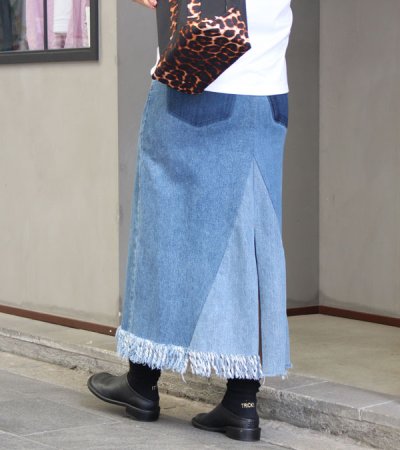 画像1: ロングデニムスカート(length90)　circa make long denim skirt