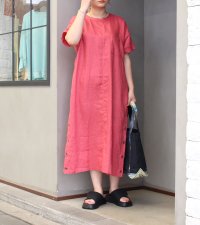 30%OFF！ウォッシュド40sリネンキャンバスサイドボタンワンピース《セール商品につき返品不可》