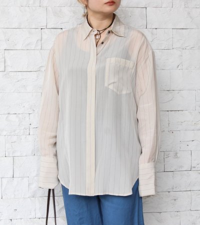 画像1: ストライプシルキーシャツ　Stripe Silky Shirts
